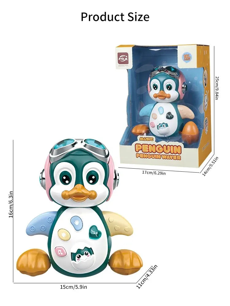 Baby Musical Penguin Robot Toy - Crawling Walking Moving Tummy Time Light Up