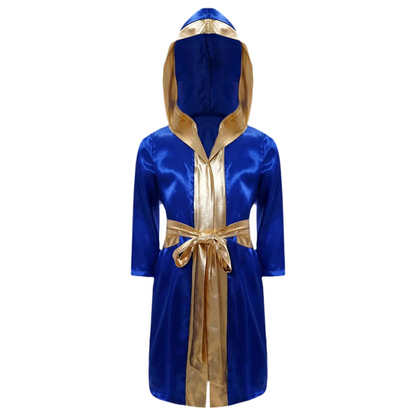 Boys Boxing Robe Costume Long Sleeve Hooded Cloak (Age 6-16YRS)