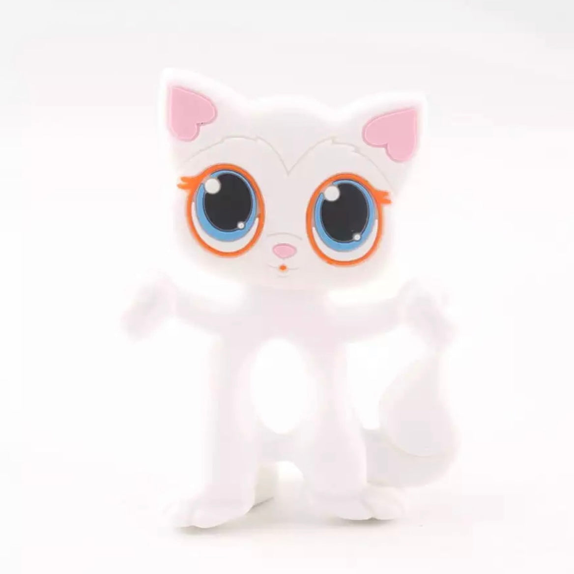 Baby Food Grade Silicone Animal Teething Toy White Cat