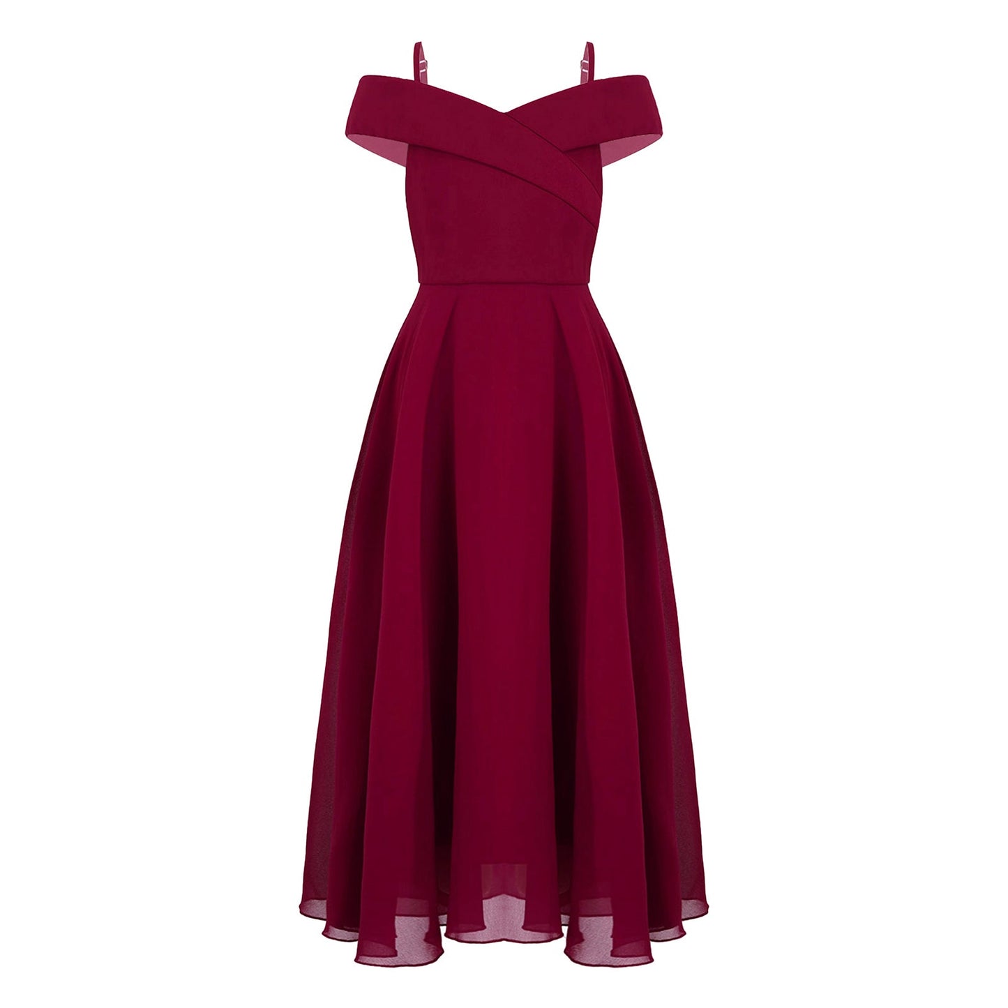 Girls Chiffon Off-the-Shoulder A-Line Maxi Dress (Age 4-16YRS)