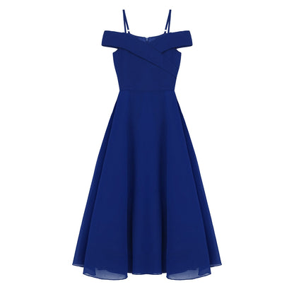Girls Chiffon Off-the-Shoulder A-Line Maxi Dress (Age 4-16YRS)