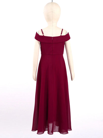 Girls Chiffon Off-the-Shoulder A-Line Maxi Dress (Age 4-16YRS)