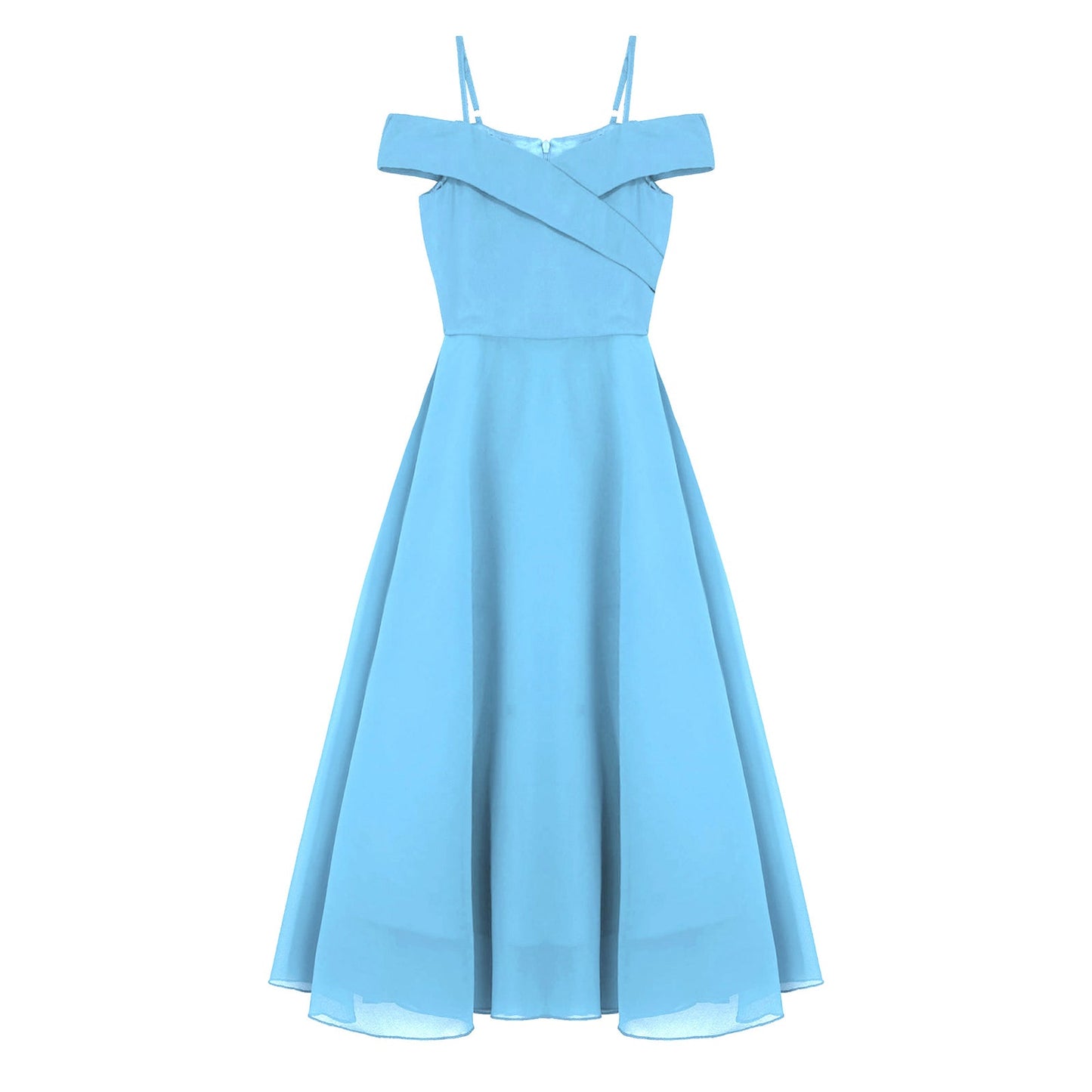 Girls Chiffon Off-the-Shoulder A-Line Maxi Dress (Age 4-16YRS)