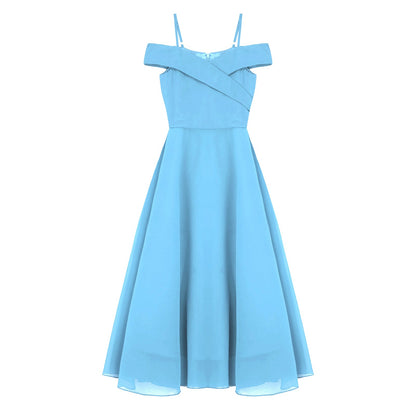 Girls Chiffon Off-the-Shoulder A-Line Maxi Dress (Age 4-16YRS)