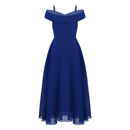 Girls Chiffon Off-the-Shoulder A-Line Maxi Dress (Age 4-16YRS)