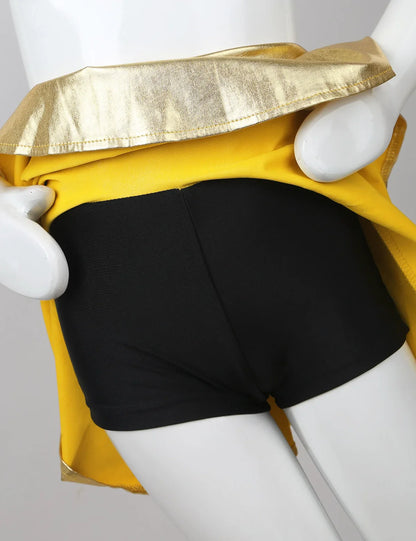 Girls Metallic Sleeveless Top & Flared Pleated A-Line Mini Skirt Set (Age 6-14YRS)