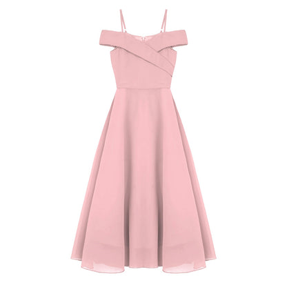 Girls Chiffon Off-the-Shoulder A-Line Maxi Dress (Age 4-16YRS)