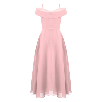 Girls Chiffon Off-the-Shoulder A-Line Maxi Dress (Age 4-16YRS)