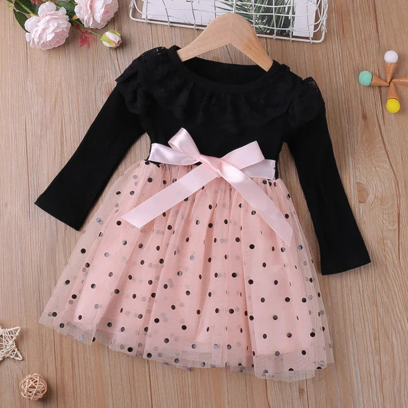 Girls Long Sleeve Mesh Sparkly Dress (Age 3-6 YRS)