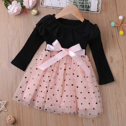 Girls Long Sleeve Mesh Sparkly Dress (Age 3-6 YRS)