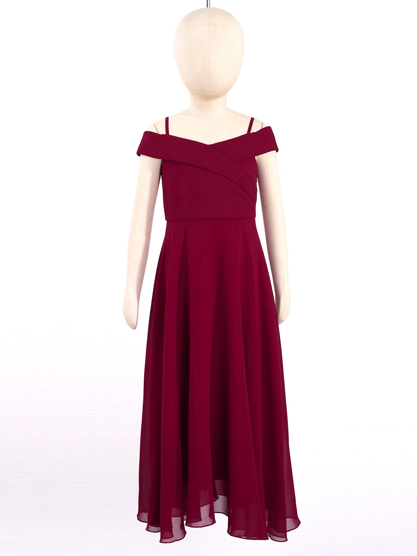 Girls Chiffon Off-the-Shoulder A-Line Maxi Dress (Age 4-16YRS)