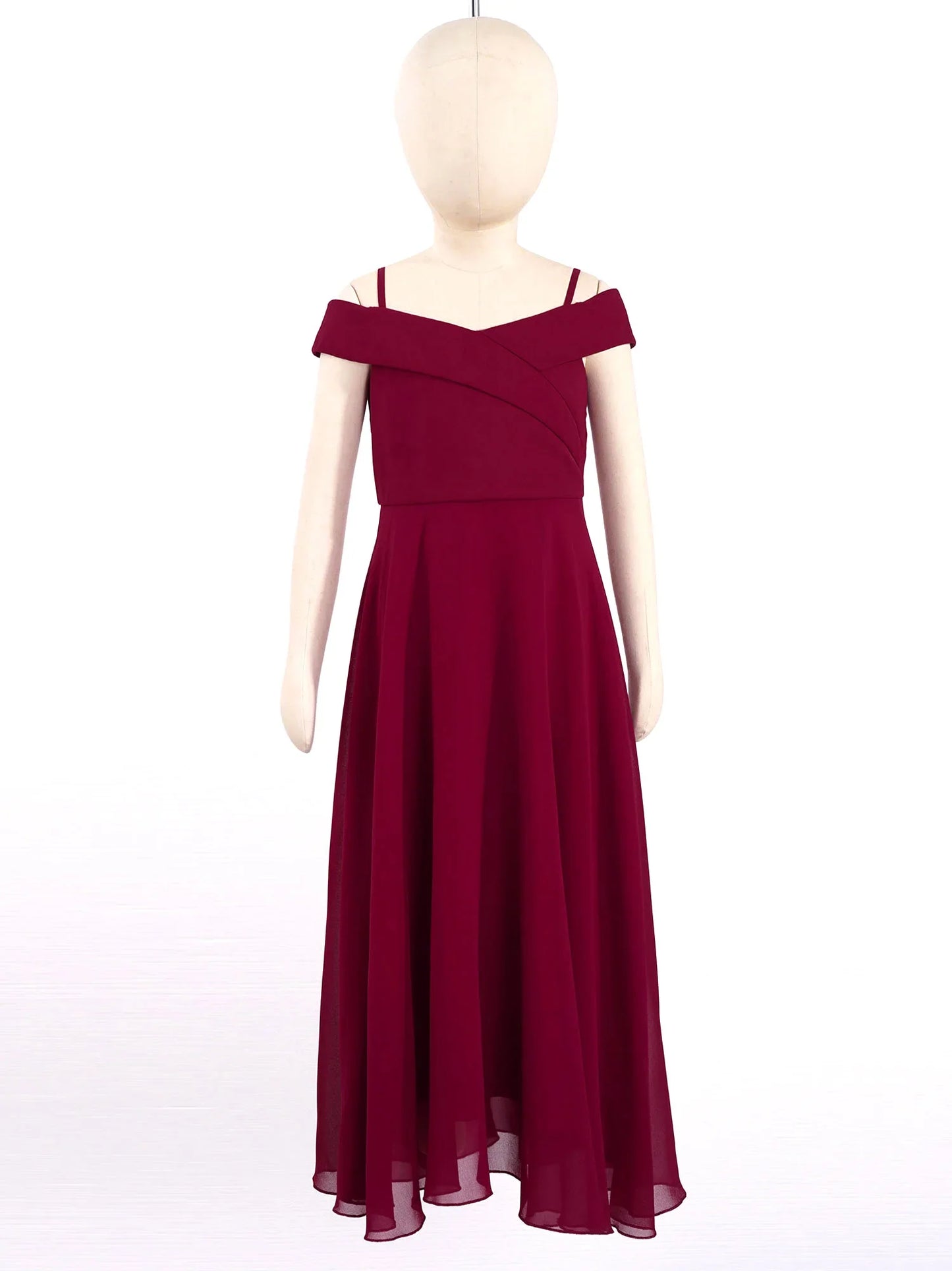Girls Chiffon Off-the-Shoulder A-Line Maxi Dress (Age 4-16YRS)