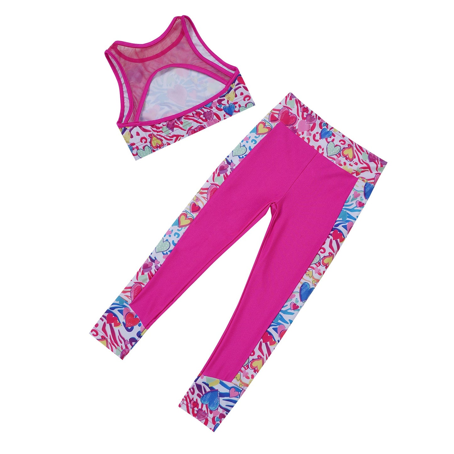 Girls Gymnastics Sleeveless Racer Back Tank Crop Top & Leggings (Age 4-16 YRS)