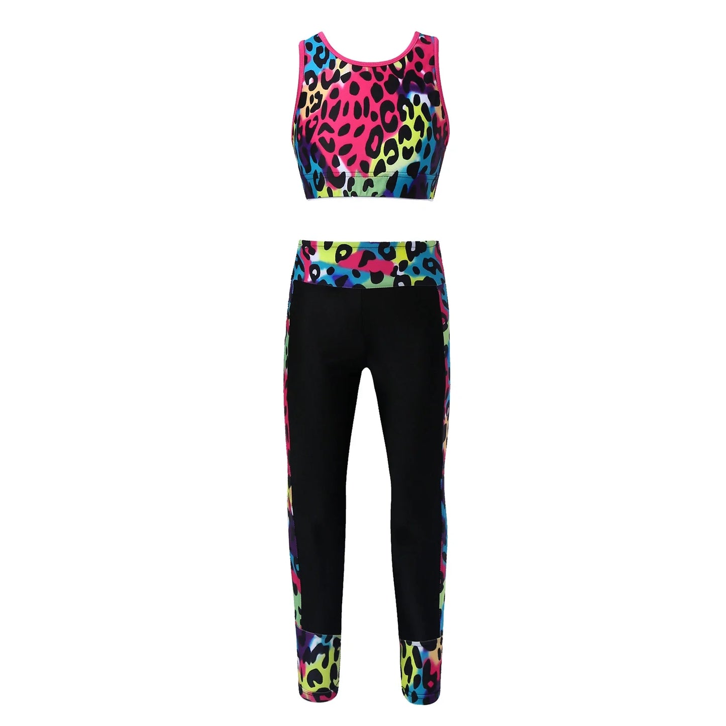 Girls Gymnastics Sleeveless Racer Back Tank Crop Top & Leggings (Age 4-16 YRS)