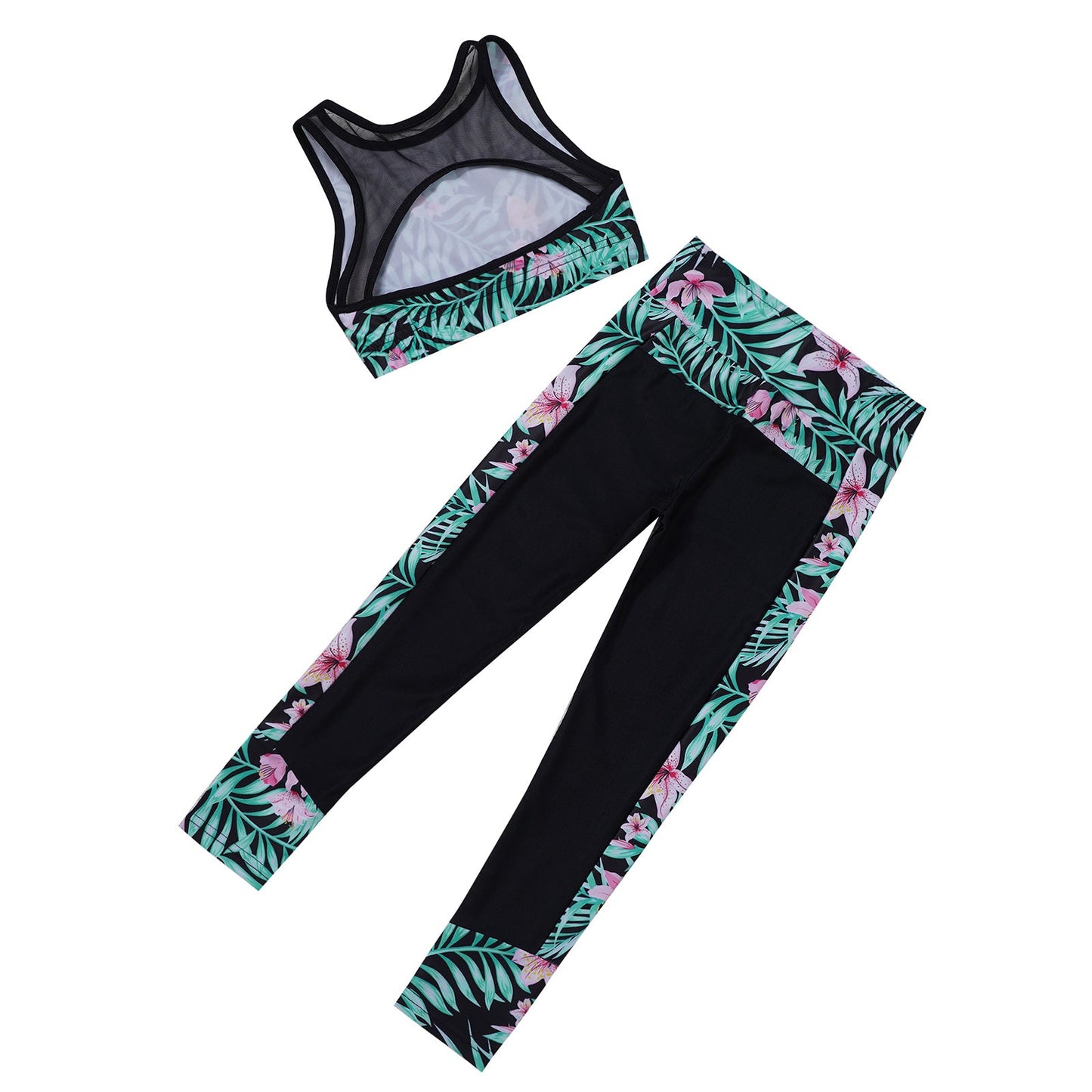 Girls Gymnastics Sleeveless Racer Back Tank Crop Top & Leggings (Age 4-16 YRS)