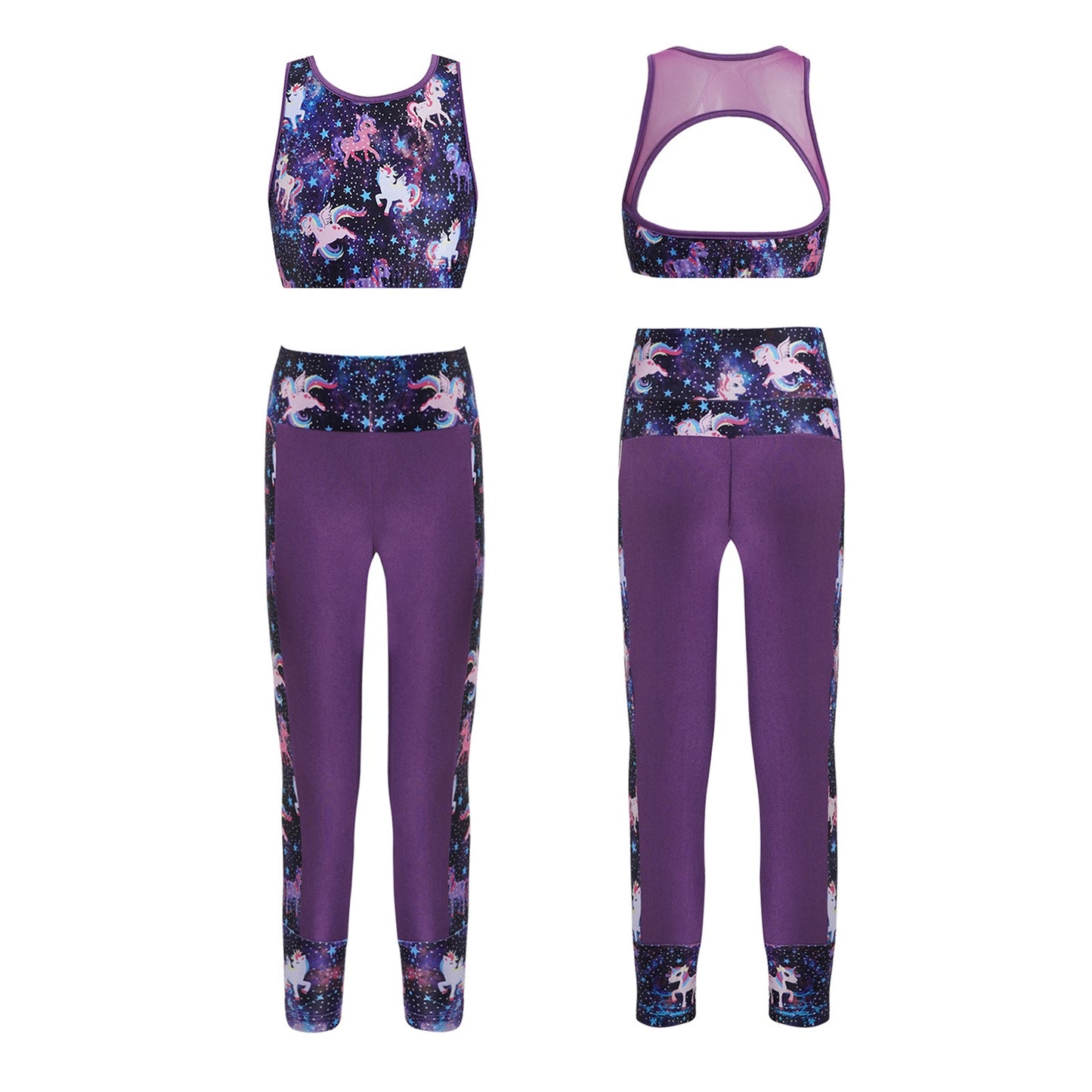 Girls Gymnastics Sleeveless Racer Back Tank Crop Top & Leggings (Age 4-16 YRS)