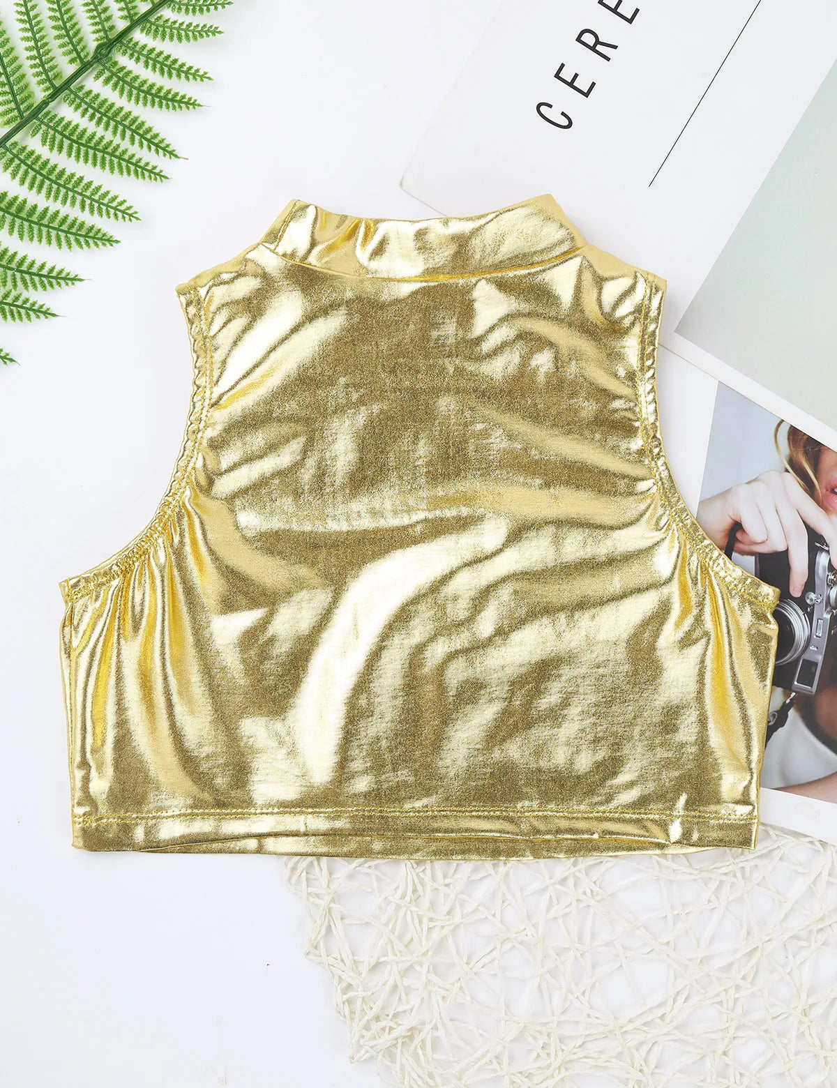 Girls Metallic Sleeveless Top & Flared Pleated A-Line Mini Skirt Set (Age 6-14YRS)