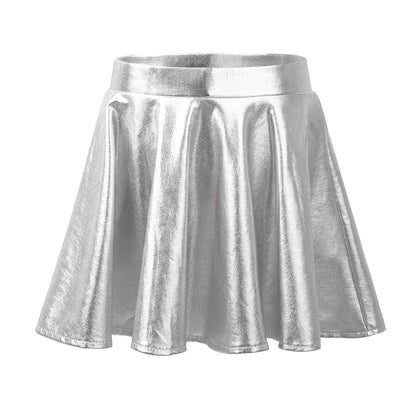 Girls Metallic Sleeveless Top & Flared Pleated A-Line Mini Skirt Set (Age 6-14YRS)