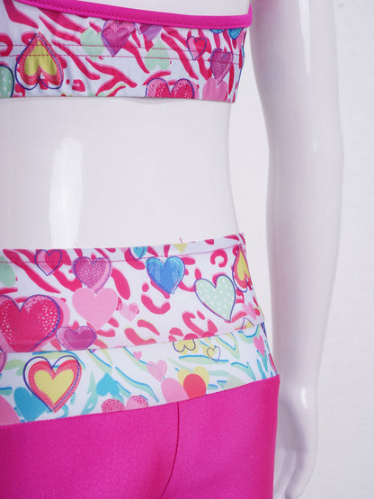 Girls Gymnastics Sleeveless Racer Back Tank Crop Top & Leggings (Age 4-16 YRS)