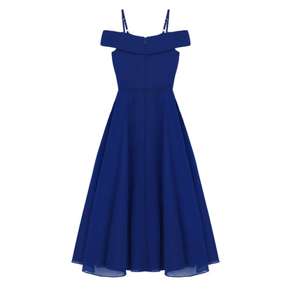 Girls Chiffon Off-the-Shoulder A-Line Maxi Dress (Age 4-16YRS)