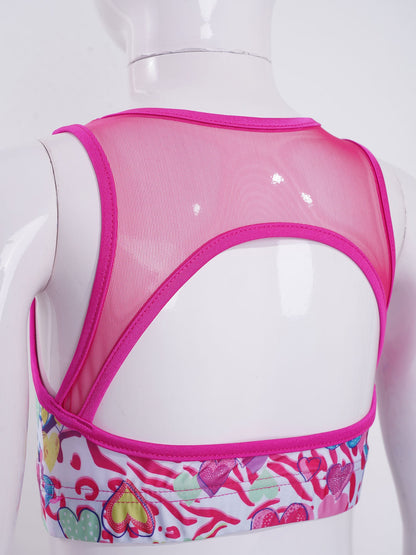 Girls Gymnastics Sleeveless Racer Back Tank Crop Top & Leggings (Age 4-16 YRS)