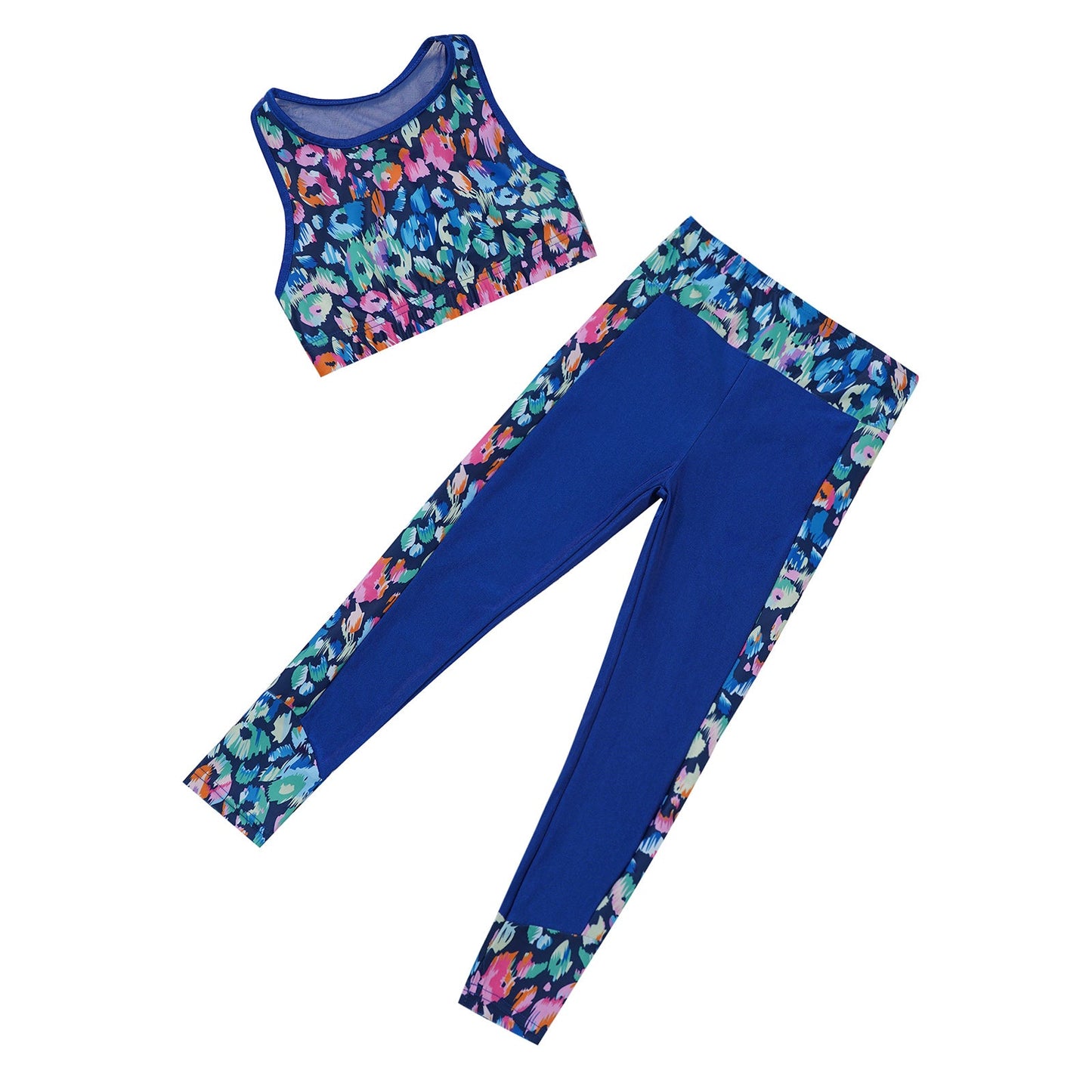 Girls Gymnastics Sleeveless Racer Back Tank Crop Top & Leggings (Age 4-16 YRS)