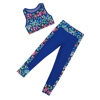 Girls Gymnastics Sleeveless Racer Back Tank Crop Top & Leggings (Age 4-16 YRS)