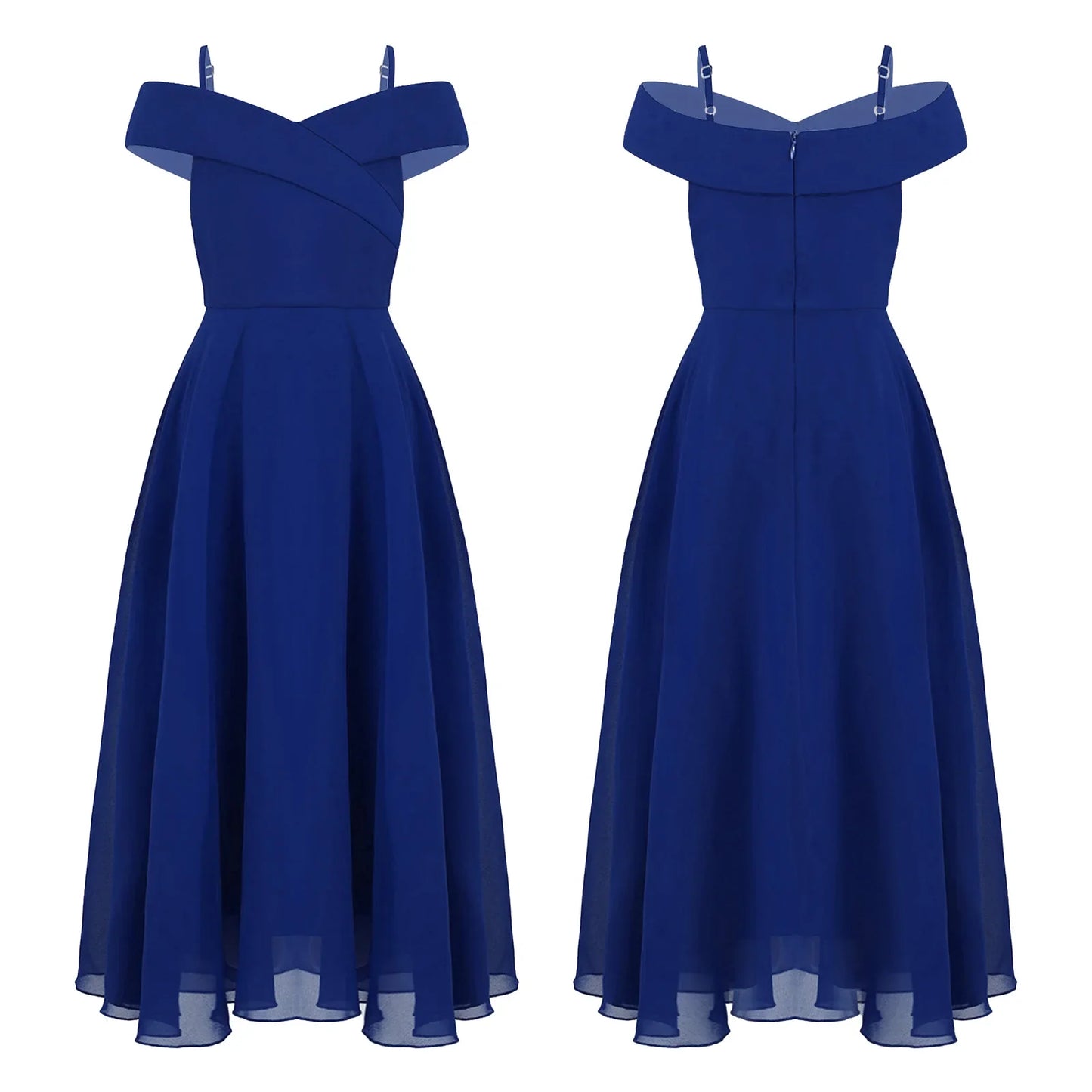 Girls Chiffon Off-the-Shoulder A-Line Maxi Dress (Age 4-16YRS)