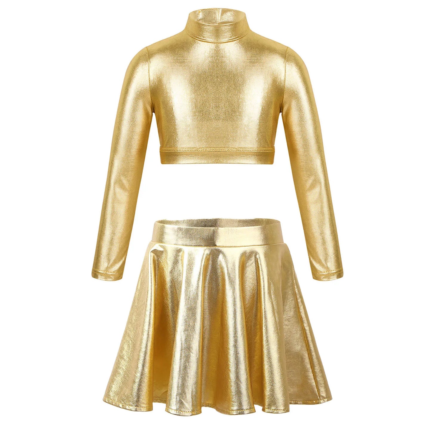 Girls Metallic Sleeveless Top & Flared Pleated A-Line Mini Skirt Set (Age 6-14YRS)