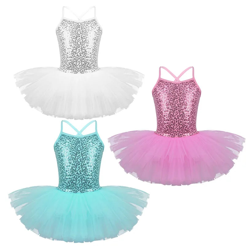 Girls Sequin Ballet Tutu Ballet Dance Costume (Age 3-8YRS)