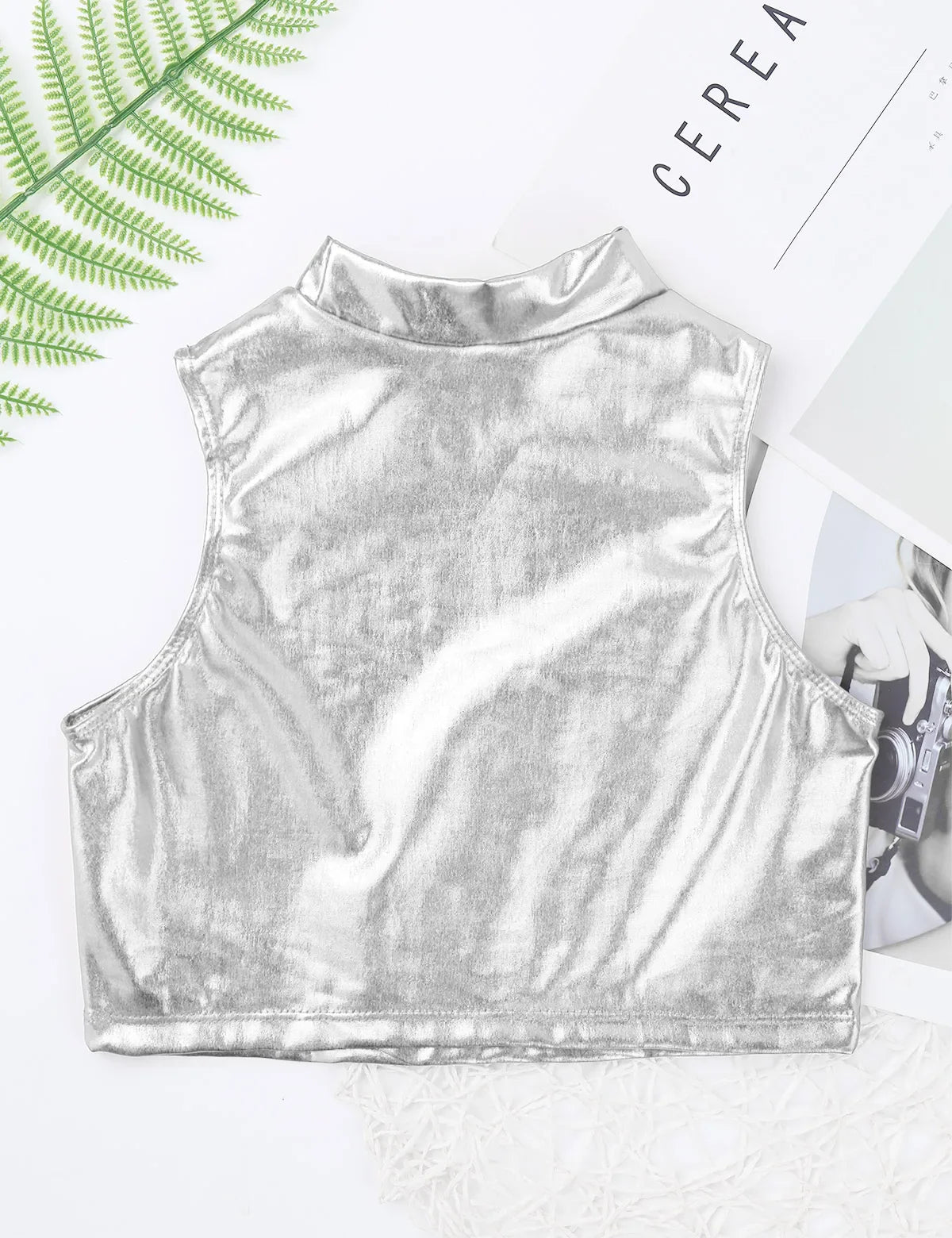 Girls Metallic Sleeveless Top & Flared Pleated A-Line Mini Skirt Set (Age 6-14YRS)