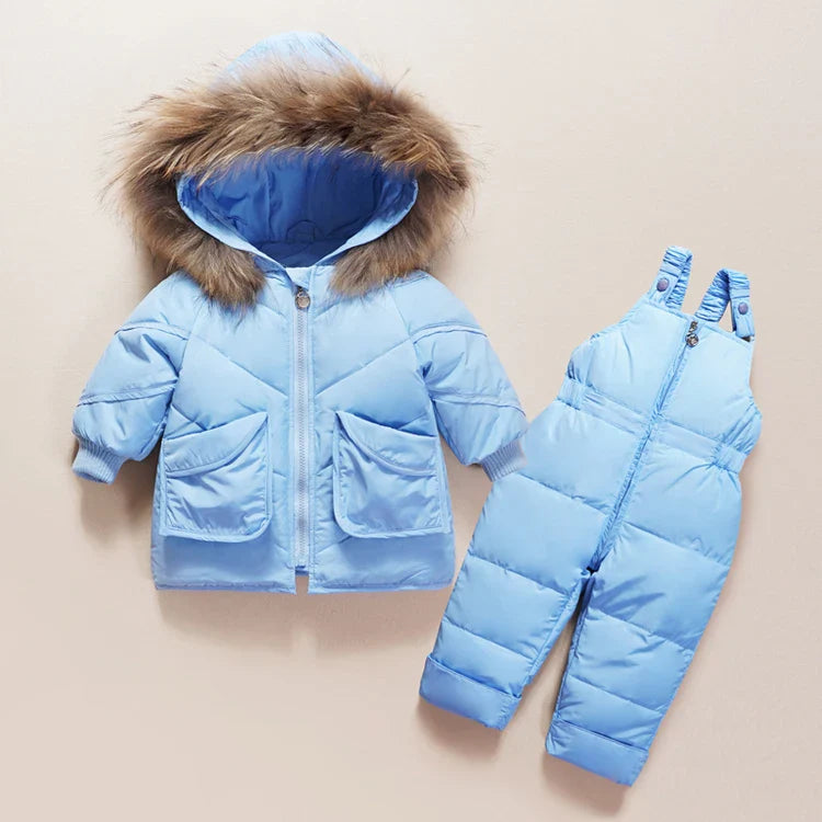 Baby/Toddlers Duck Down Coat + Jumpsuit Overalls (Age 12M-4YRS)