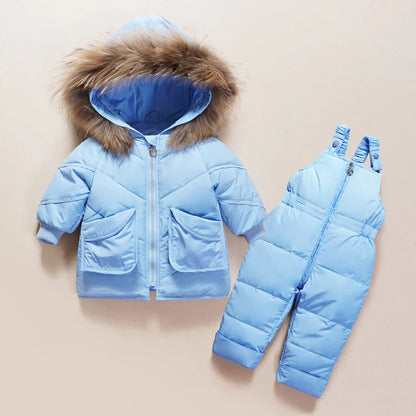 Baby/Toddlers Duck Down Coat + Jumpsuit Overalls (Age 12M-4YRS)