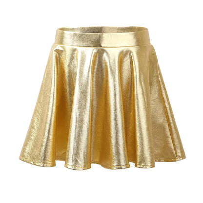 Girls Metallic Sleeveless Top & Flared Pleated A-Line Mini Skirt Set (Age 6-14YRS)