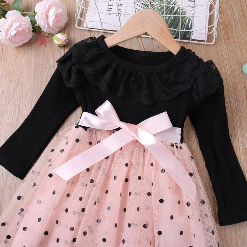 Girls Long Sleeve Mesh Sparkly Dress (Age 3-6 YRS)