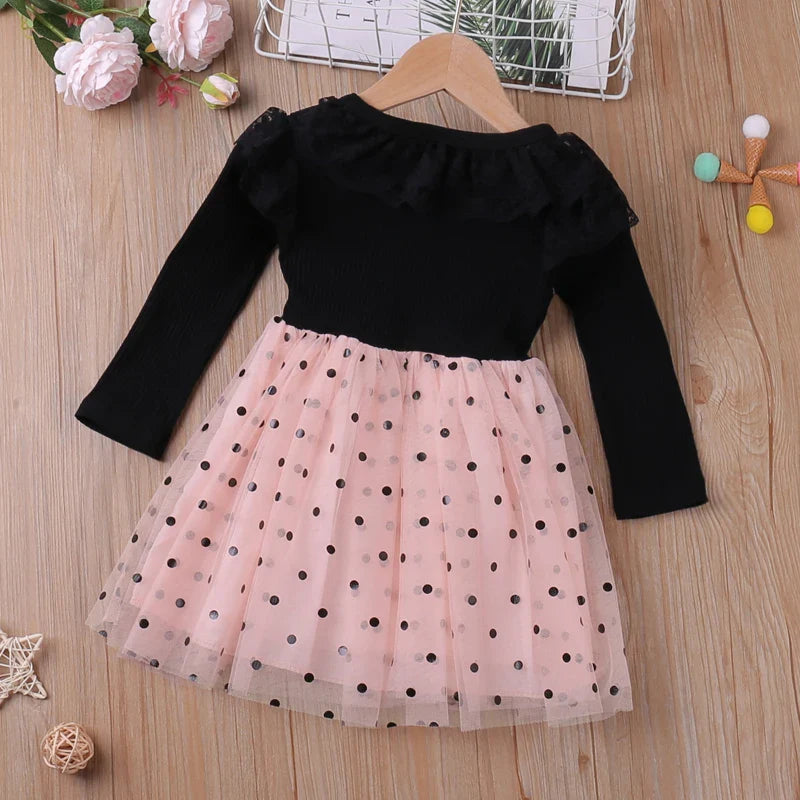 Girls Long Sleeve Mesh Sparkly Dress (Age 3-6 YRS)