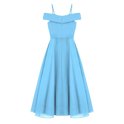 Girls Chiffon Off-the-Shoulder A-Line Maxi Dress (Age 4-16YRS)