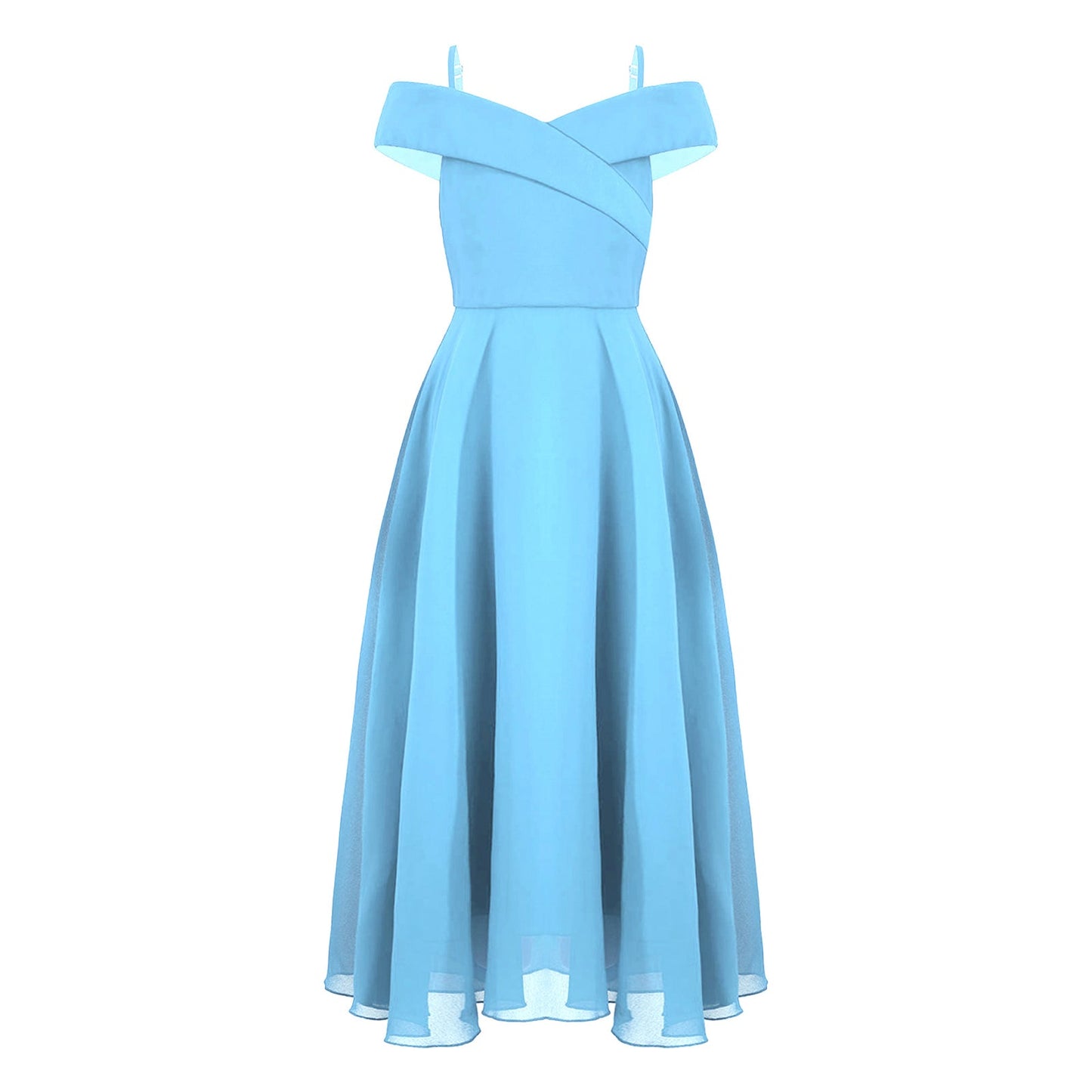 Girls Chiffon Off-the-Shoulder A-Line Maxi Dress (Age 4-16YRS)