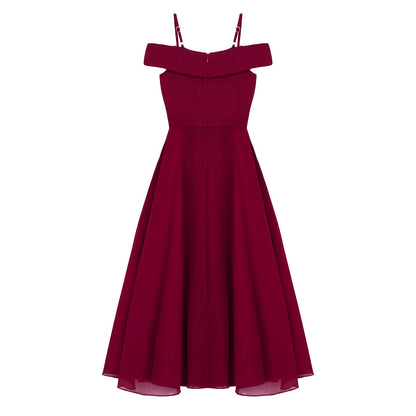 Girls Chiffon Off-the-Shoulder A-Line Maxi Dress (Age 4-16YRS)