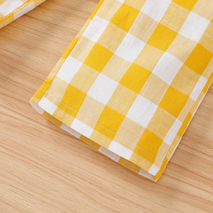 Girls Yellow Checked Top & Trousers (Age 3-6 YRS)