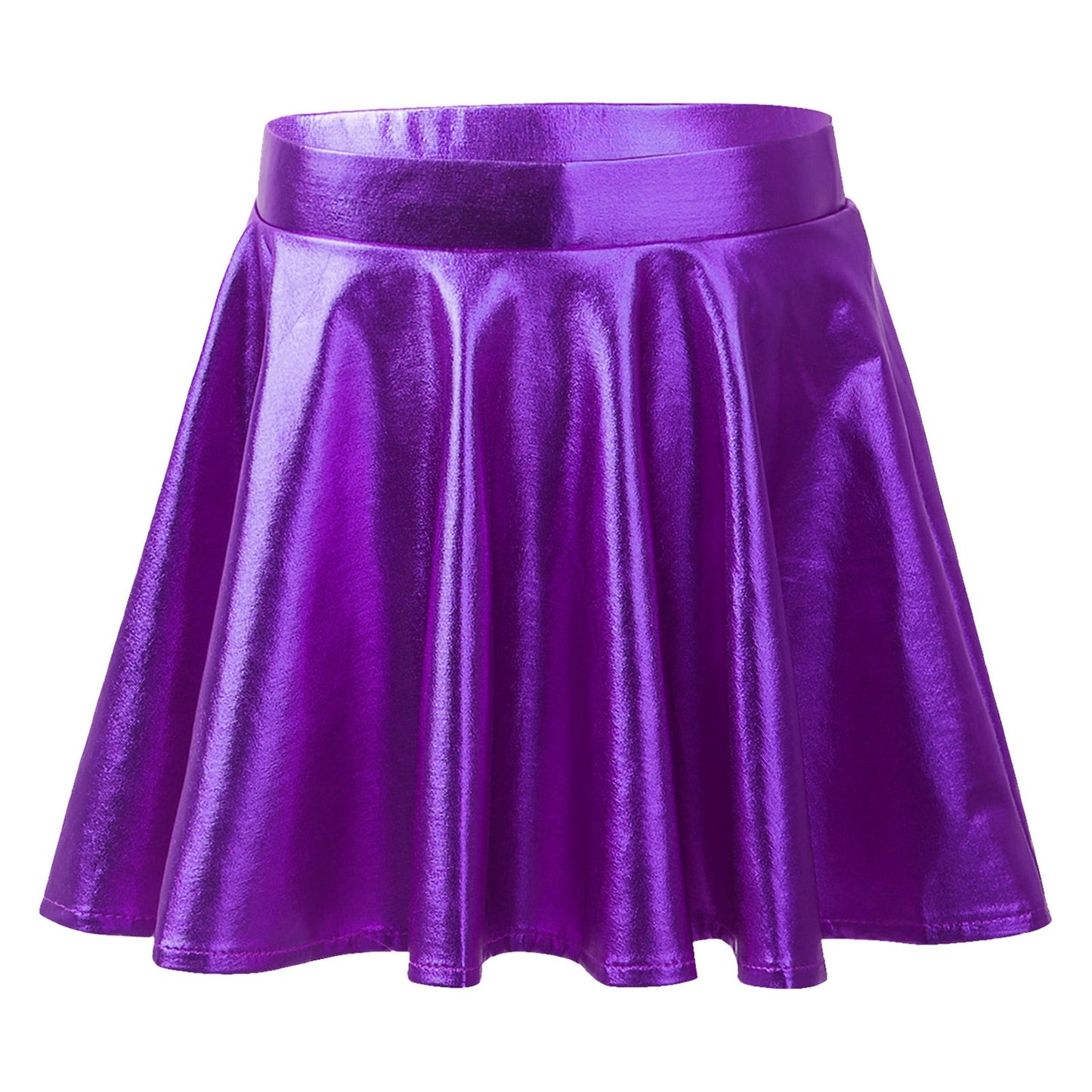 Girls Metallic Flared Pleated A-Line Mini Skater Skirt (Age 6-14 YRS)