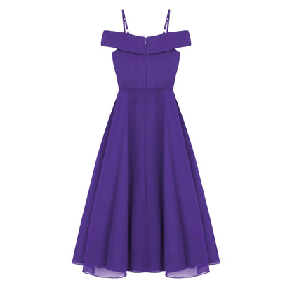 Girls Chiffon Off-the-Shoulder A-Line Maxi Dress (Age 4-16YRS)