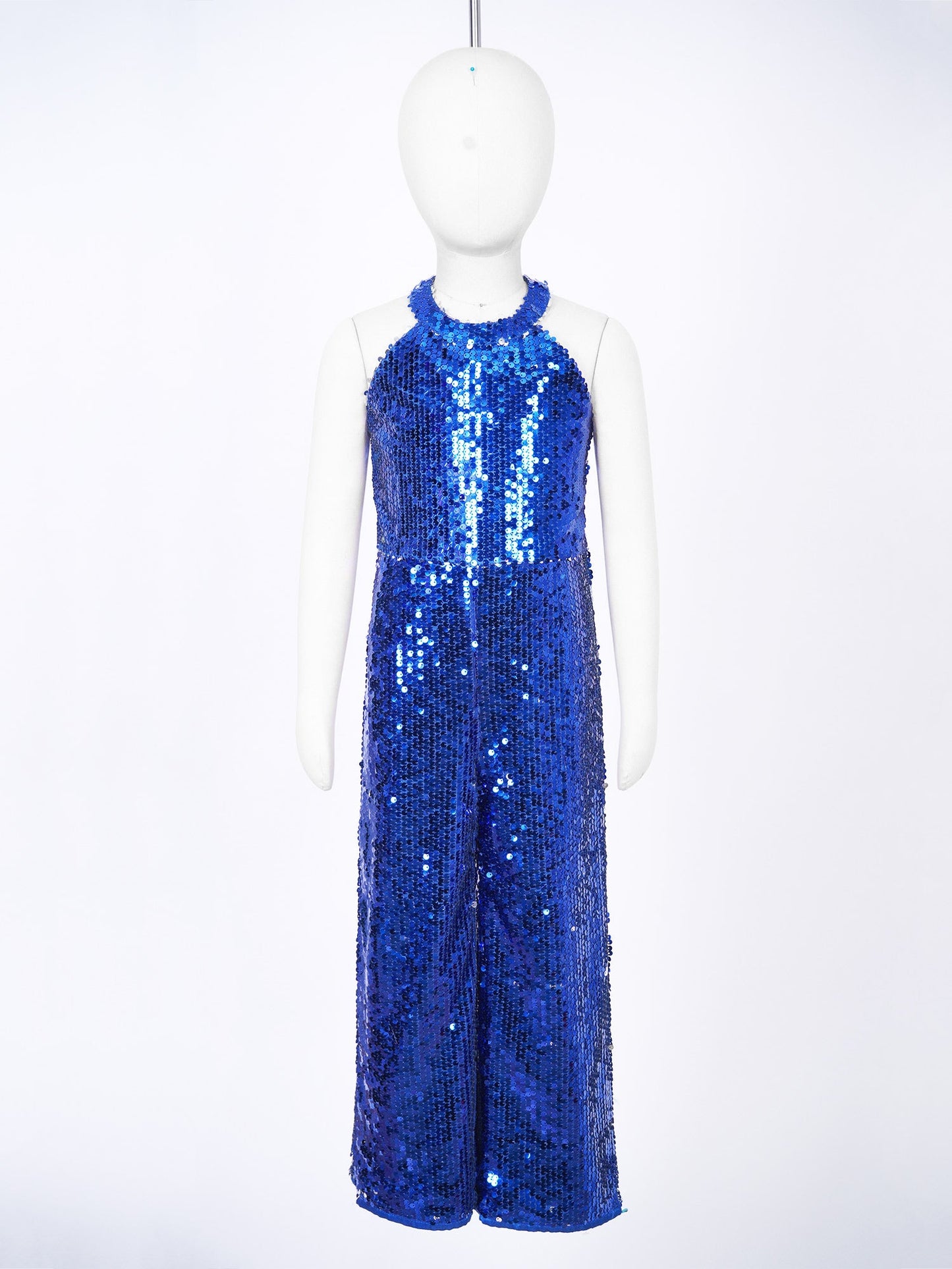 Girls Dance Sequin Sleeveless Halter Jumpsuit (Age 6-14YRS)