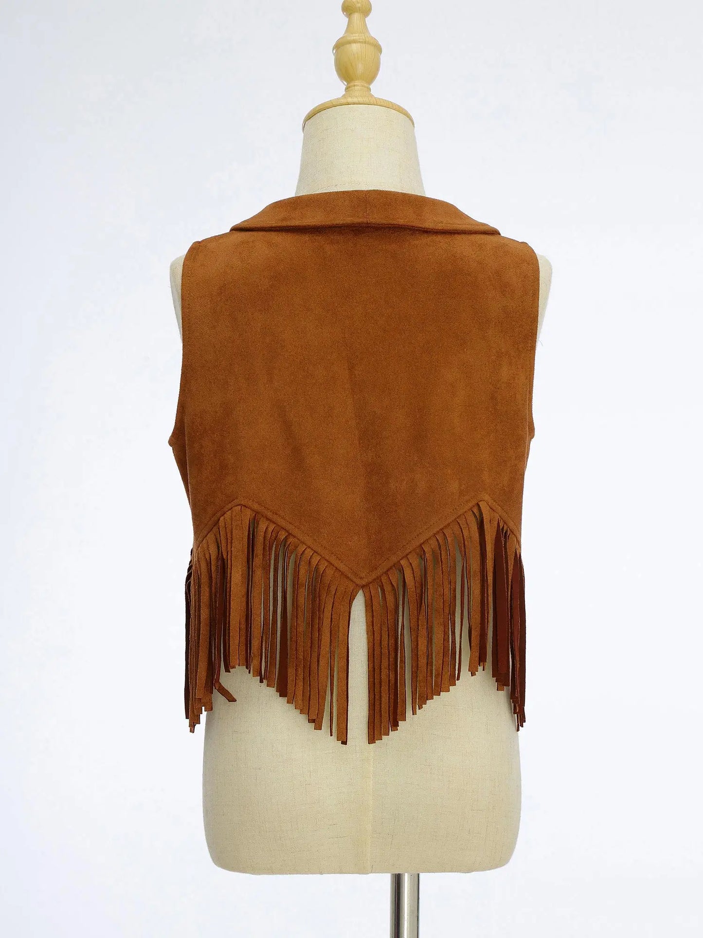Girls Western Cowboy Suede Open Front Tassels Waistcoat (Age 6-16YRS)