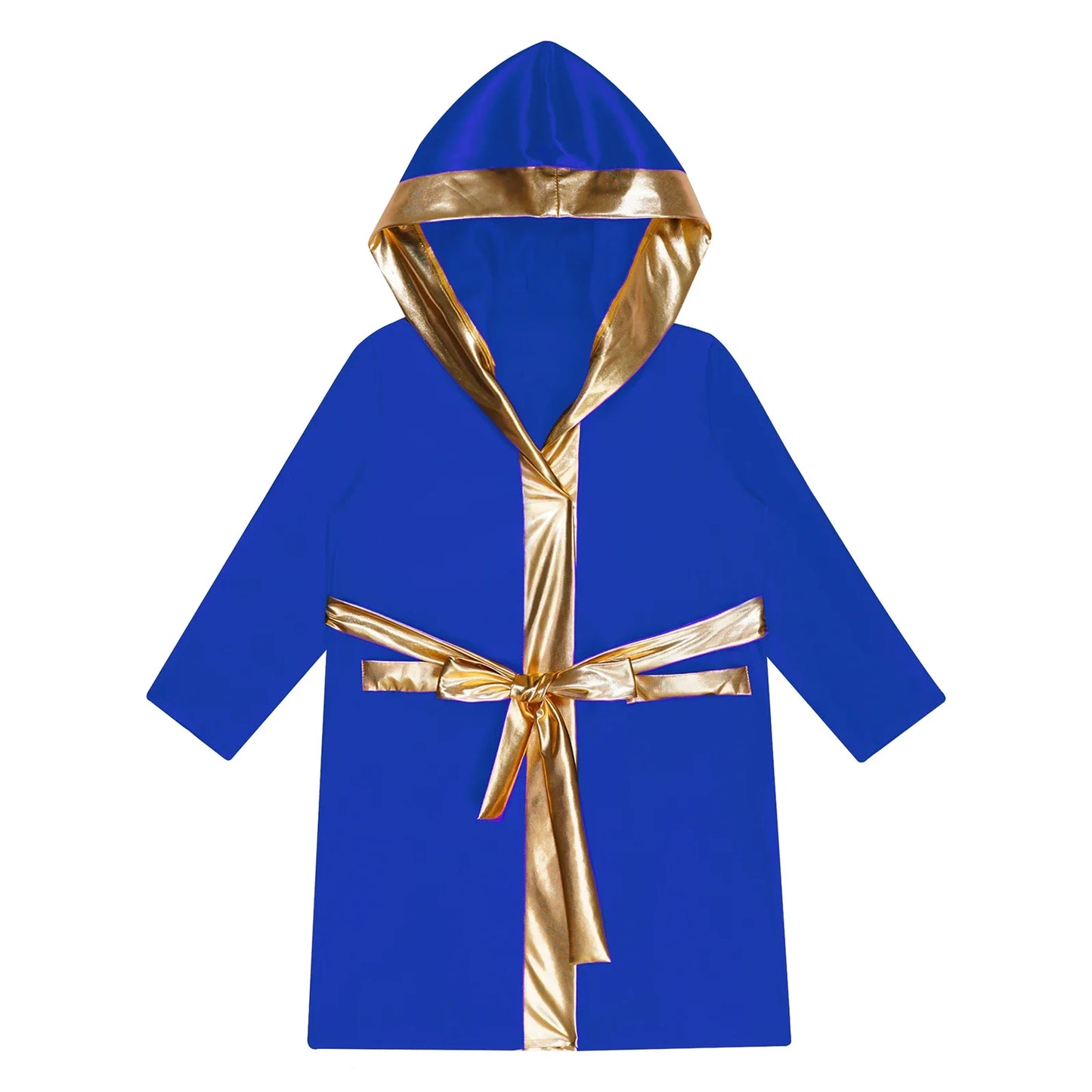 Boys Boxing Robe Costume Long Sleeve Hooded Cloak (Age 6-16YRS)