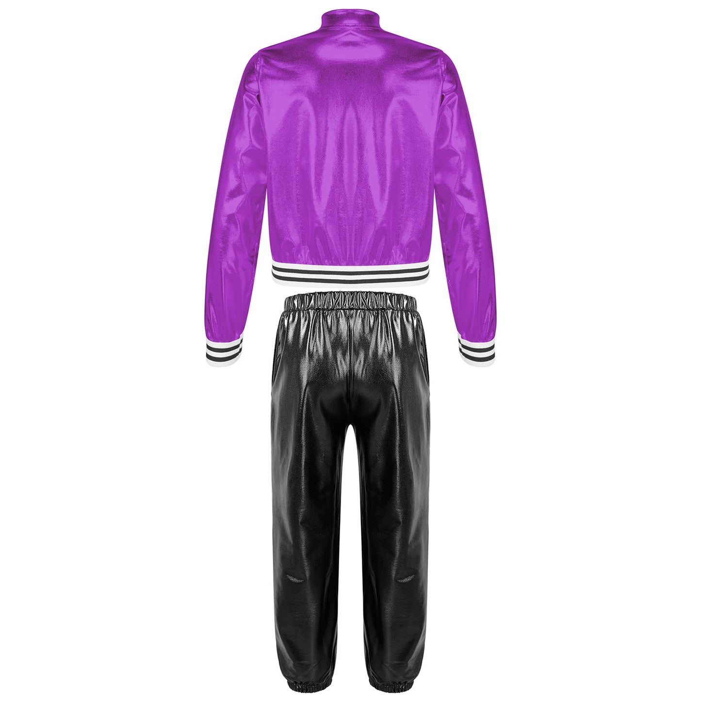 Girls Metallic Long Sleeves Bomber Jacket Coat & Pants Set (Age 6-16YRS)