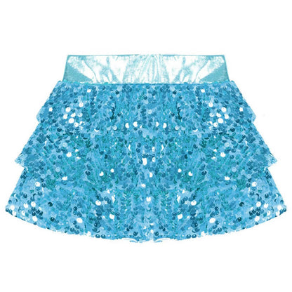 Girls Tiered Ruffle Dance Metallic Shiny Shorts (Age 4-16 YEARS)