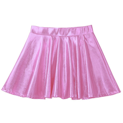 Girls Metallic Flared Pleated A-Line Mini Skater Skirt (Age 6-14 YRS)