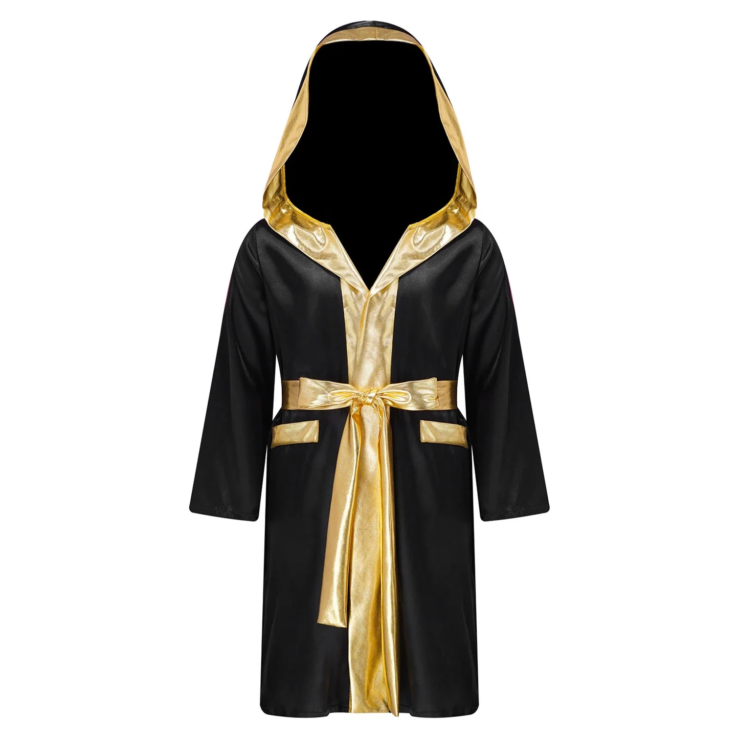 Boys Boxing Robe Costume Long Sleeve Hooded Cloak (Age 6-16YRS)