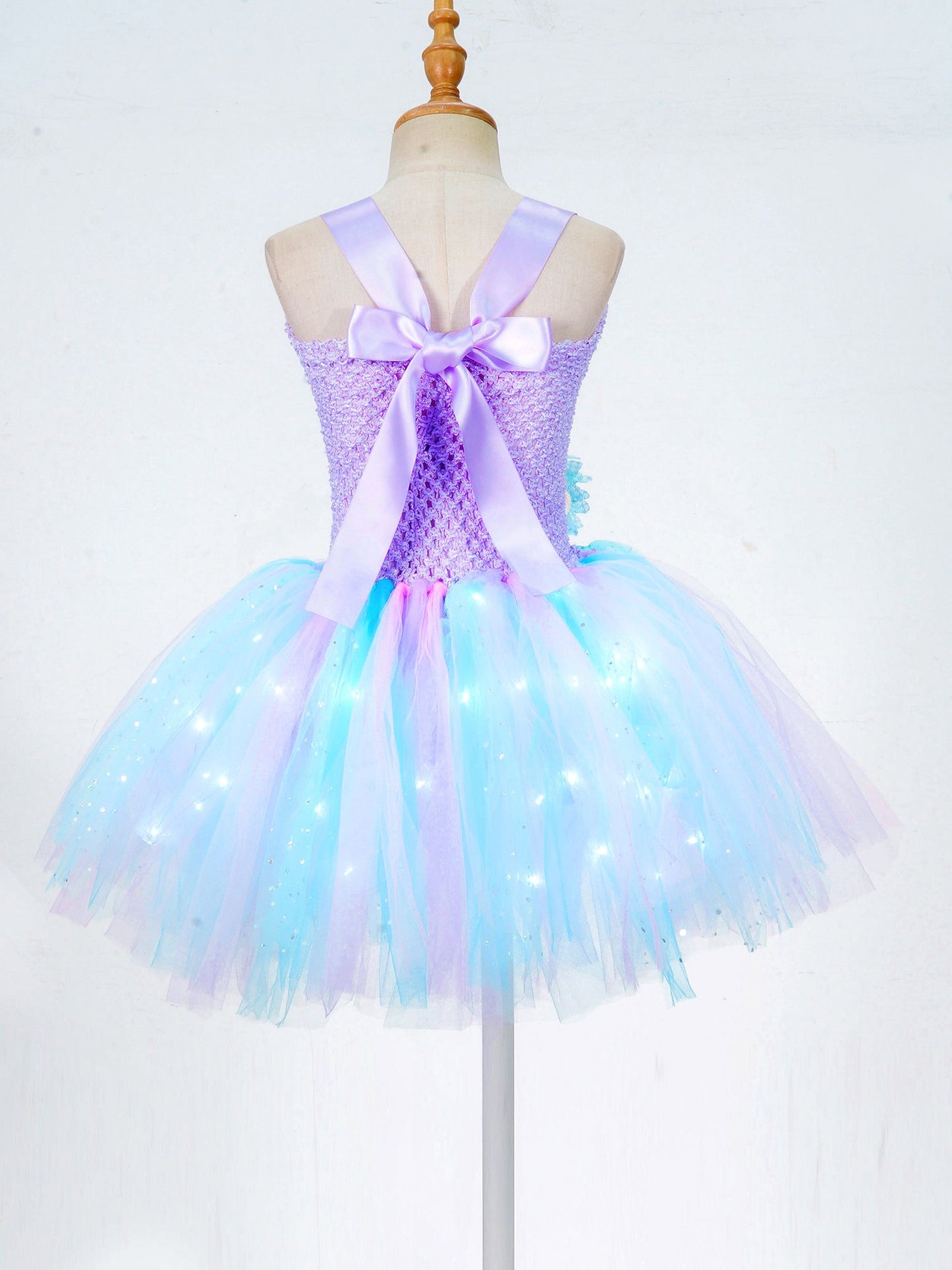 Girls Purple Princess Light Up Dress & Headband (Age 24M-10YRS)
